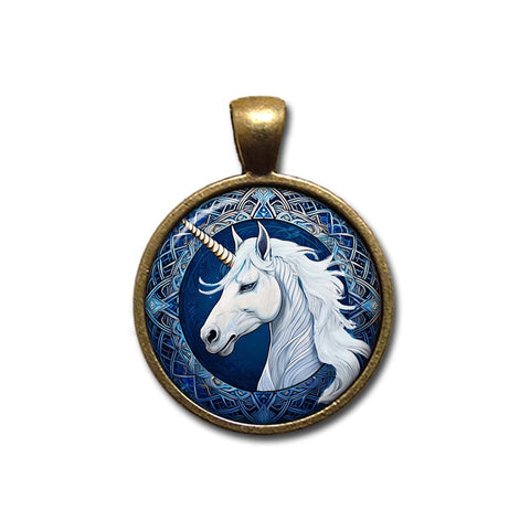 Mystical Blue Unicorn Celtic Pattern