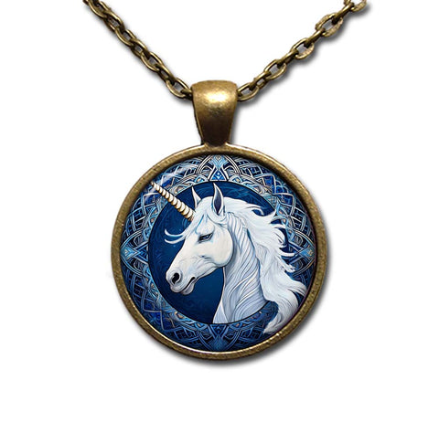 Mystical Blue Unicorn Celtic Pattern