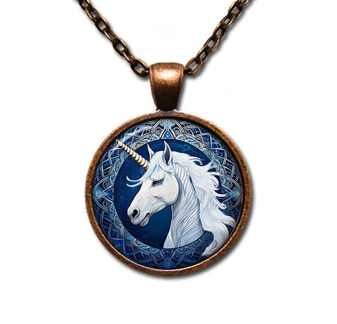 Mystical Blue Unicorn Celtic Pattern