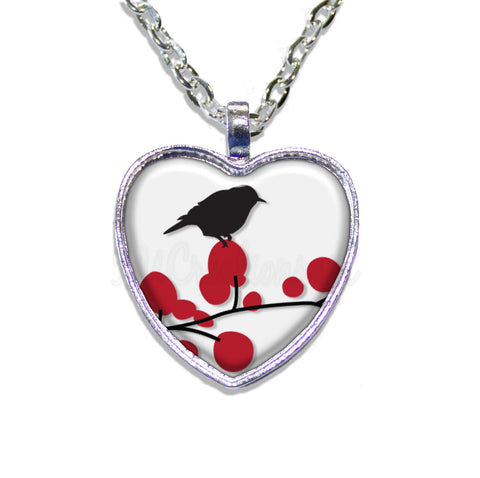 Simple Bird Holly Branch