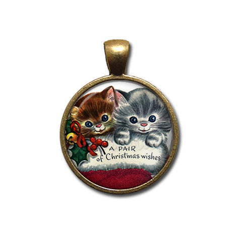 Vintage Christmas Stocking Kittens