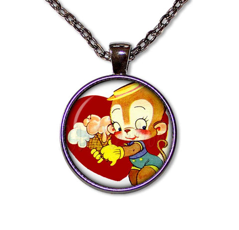 Retro Valentine Adorable Monkey Love