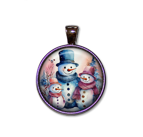 Pretty Snowman Family Blue and Pinks