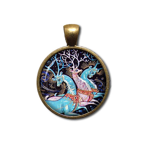 Trio Reindeer Russian Folk Art