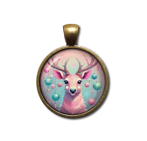 Retro Pink Reindeer with Ornaments