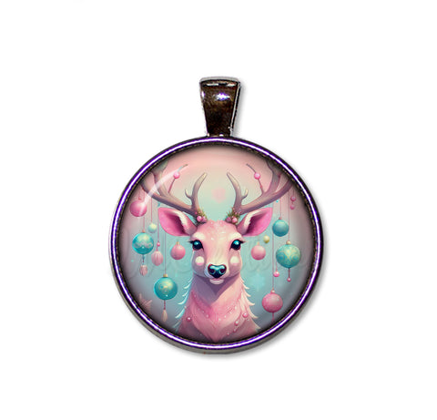 Retro Pink Reindeer with Ornaments