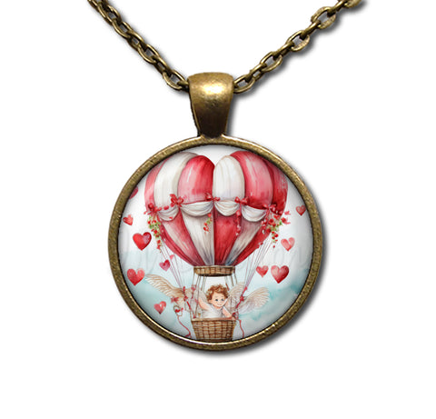 Hot Air Balloon Cupid and Hearts