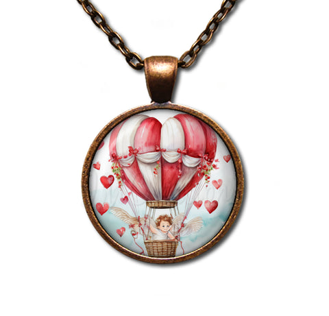 Hot Air Balloon Cupid and Hearts