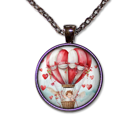 Hot Air Balloon Cupid and Hearts