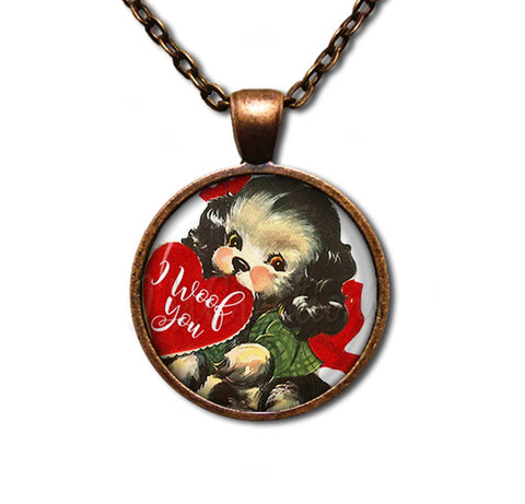 Retro Valentine's Day Dog I Woof Love