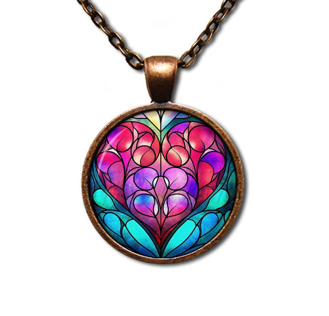 Faux Stained Glass Colorful Heart