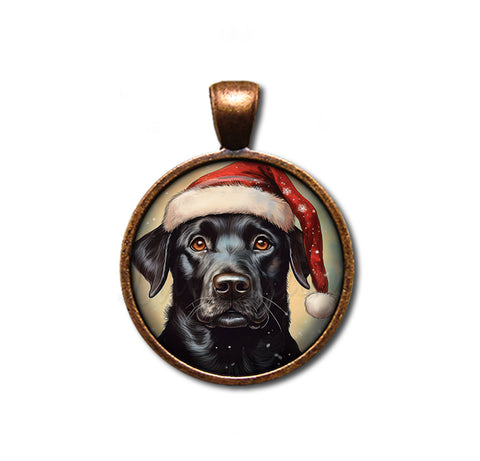 Christmas Black Lab with Santa Hat