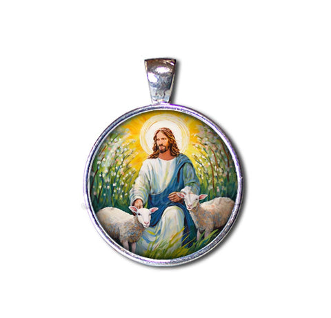 Watercolor Style Jesus with Lambs