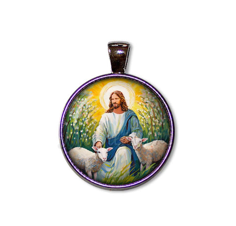 Watercolor Style Jesus with Lambs