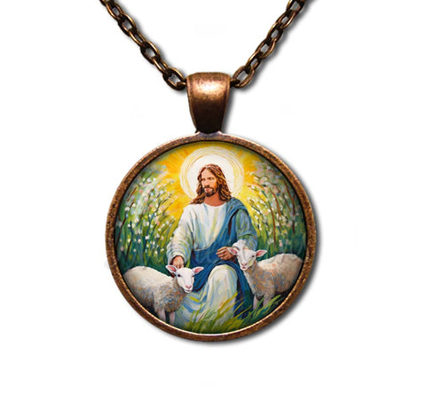 Watercolor Style Jesus with Lambs