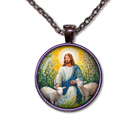 Watercolor Style Jesus with Lambs