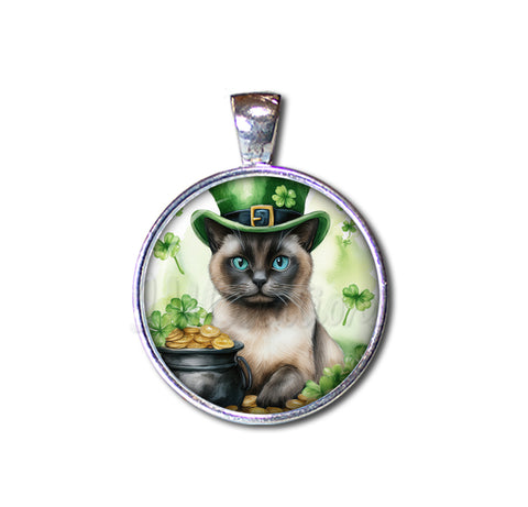 St Patrick's Day Siames Cat Hat with Gold