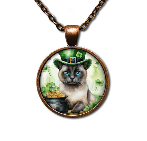 St Patrick's Day Siames Cat Hat with Gold