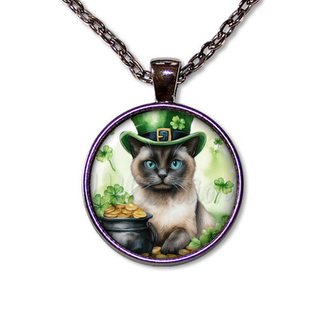 St Patrick's Day Siames Cat Hat with Gold