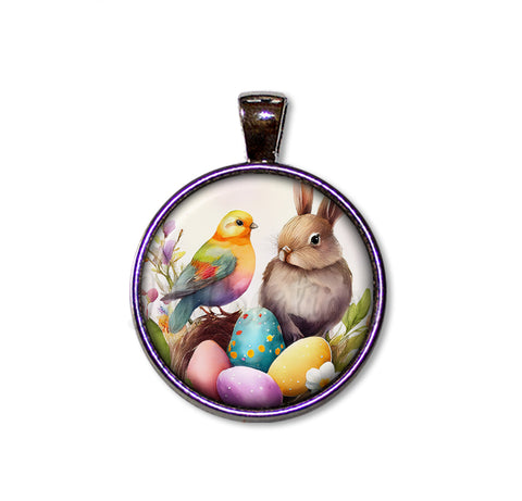 Easter Watercolor Style Rabbit Bird
