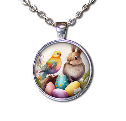 Easter Watercolor Style Rabbit Bird