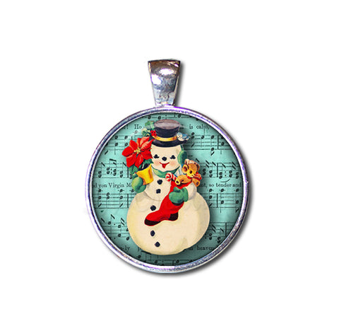 Retro Design Snowman Musical Score Sheet