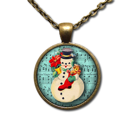 Retro Design Snowman Musical Score Sheet