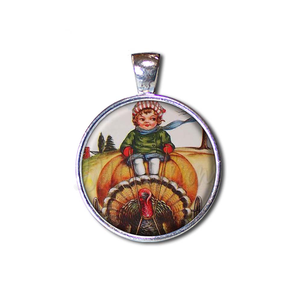 Vintage Girl Riding Turkey