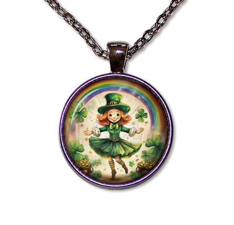 St Patrick's Day Jig Girl with Rainbow