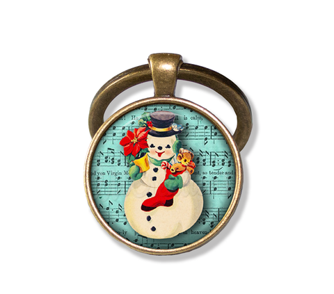 Retro Design Snowman Musical Score Sheet