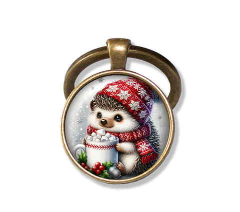 Cute Hedgehog with Cocoa and Marshmallows