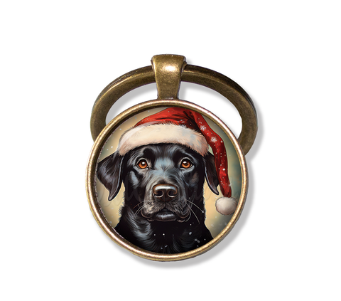 Christmas Black Lab with Santa Hat