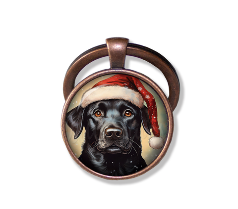 Christmas Black Lab with Santa Hat