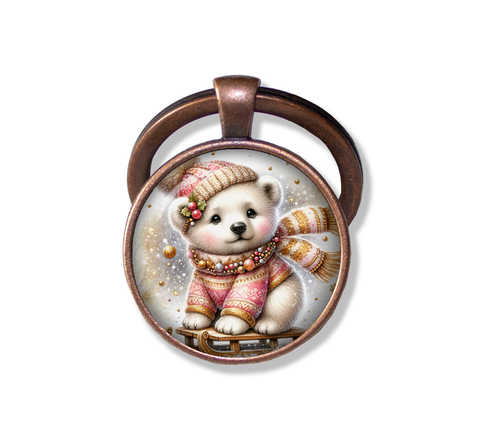 Winter Polar Bear Cub on Sleigh