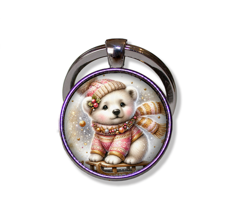 Winter Polar Bear Cub on Sleigh