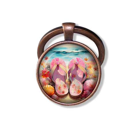 Shabby Chic Pink Flip Flops at Beach