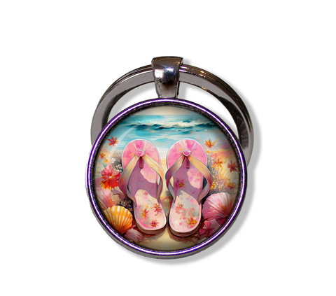 Shabby Chic Pink Flip Flops at Beach