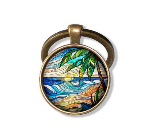 Faux Stained Glass Wavy Ocean