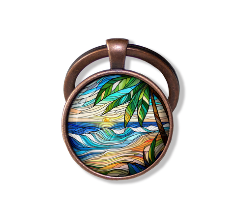 Faux Stained Glass Wavy Ocean