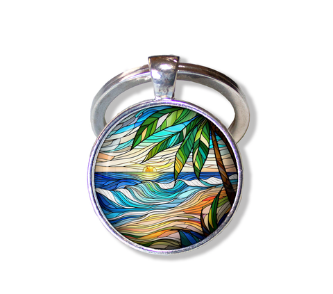 Faux Stained Glass Wavy Ocean