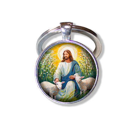 Watercolor Style Jesus with Lambs