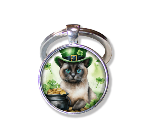 St Patrick's Day Siames Cat Hat with Gold