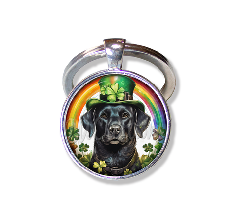 St Patrick's Day Black Lab Dog Rainbow