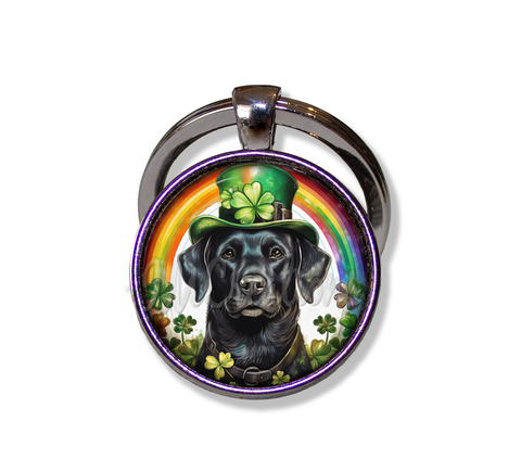St Patrick's Day Black Lab Dog Rainbow