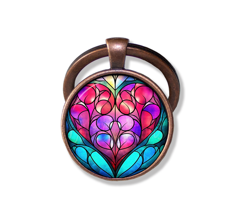 Faux Stained Glass Colorful Heart