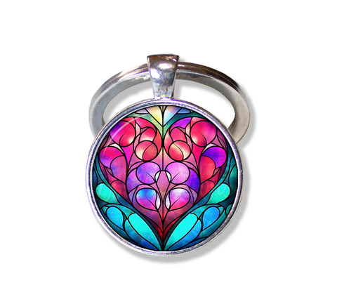 Faux Stained Glass Colorful Heart
