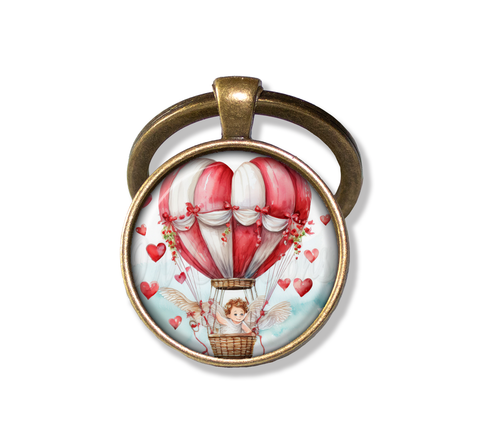 Hot Air Balloon Cupid and Hearts