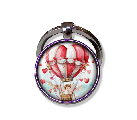 Hot Air Balloon Cupid and Hearts