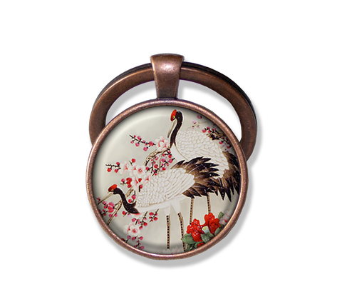 Japanese Cranes in Cherry Blossoms