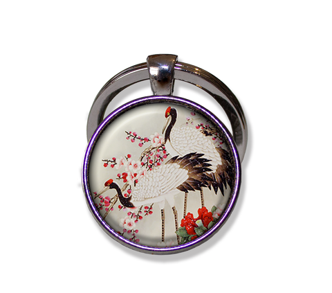 Japanese Cranes in Cherry Blossoms